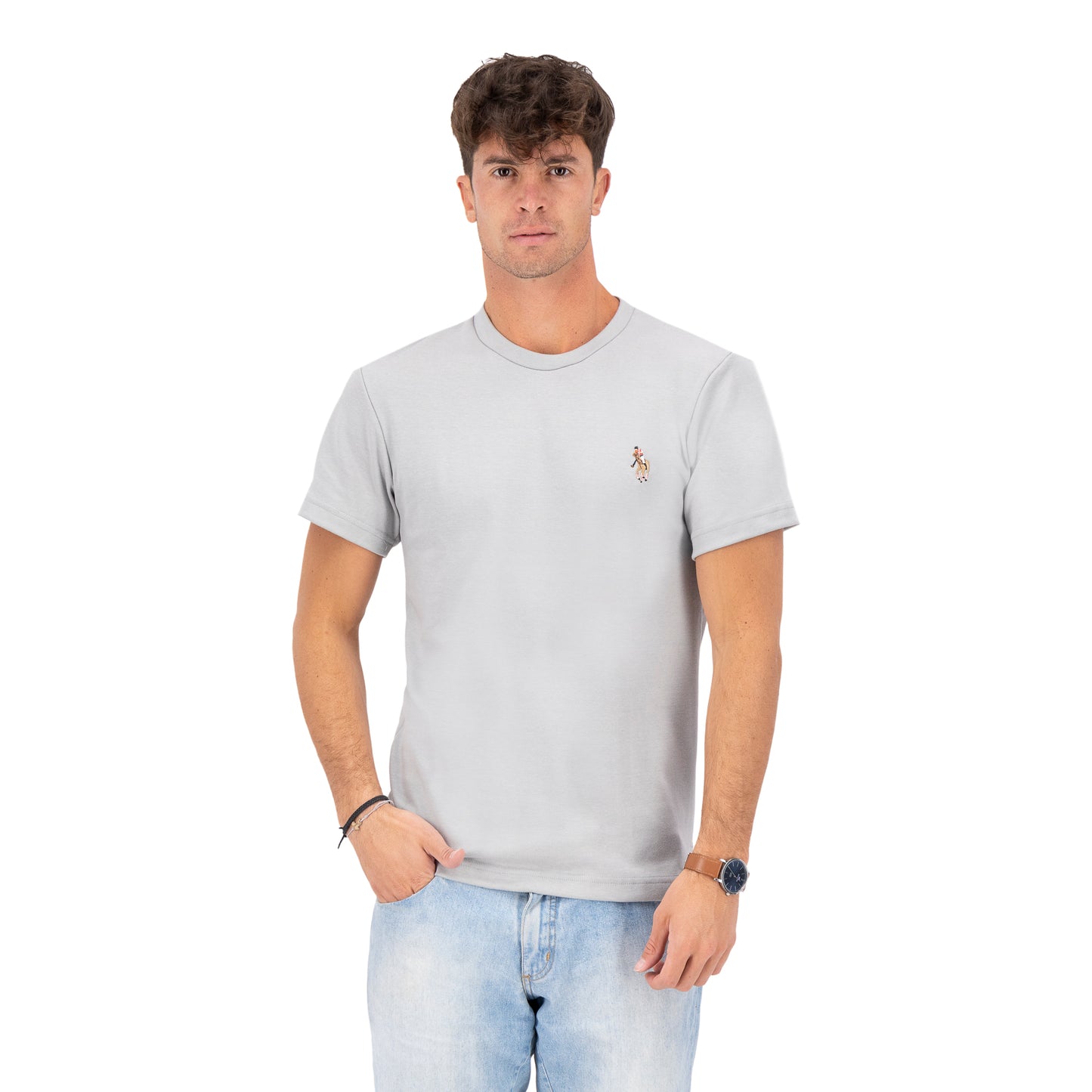 PLAYERA CUELLO REDONDO LISO GRIS HPC POLO