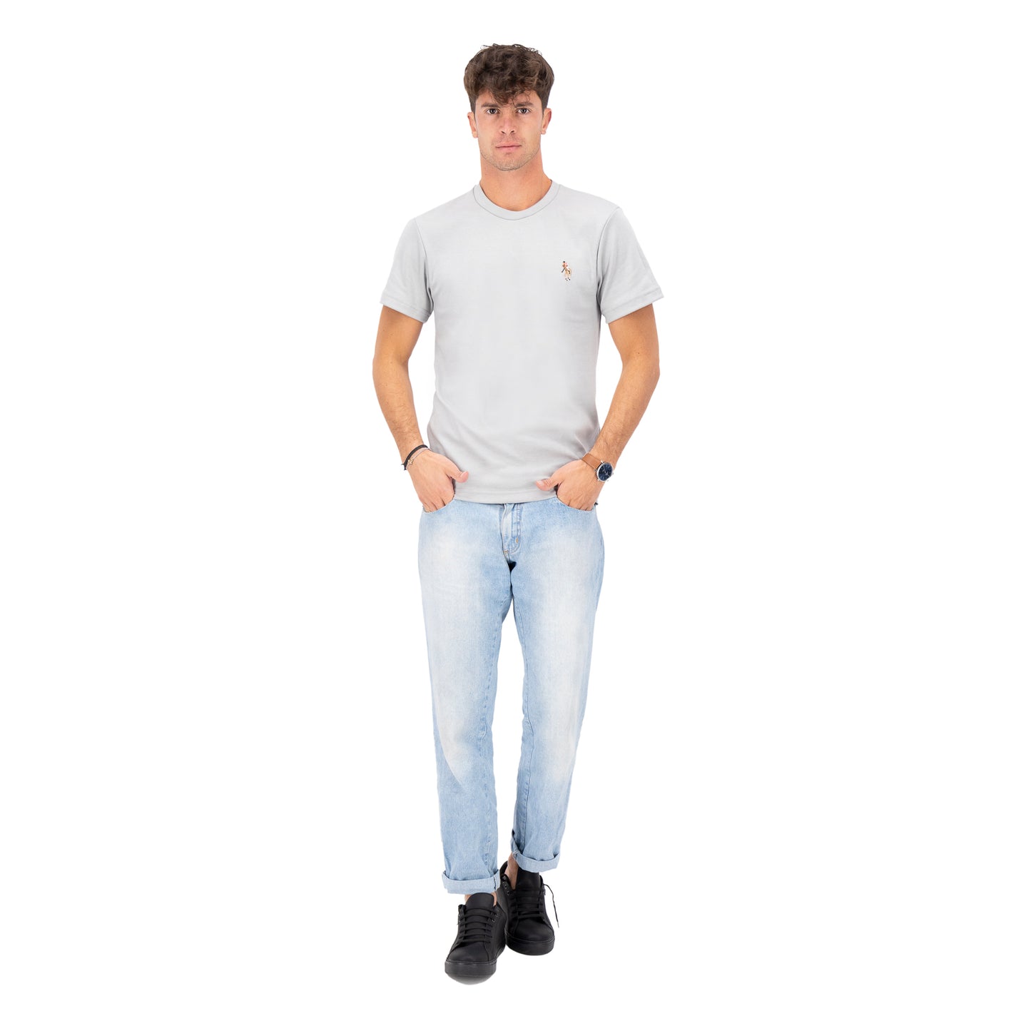 PLAYERA CUELLO REDONDO LISO GRIS HPC POLO