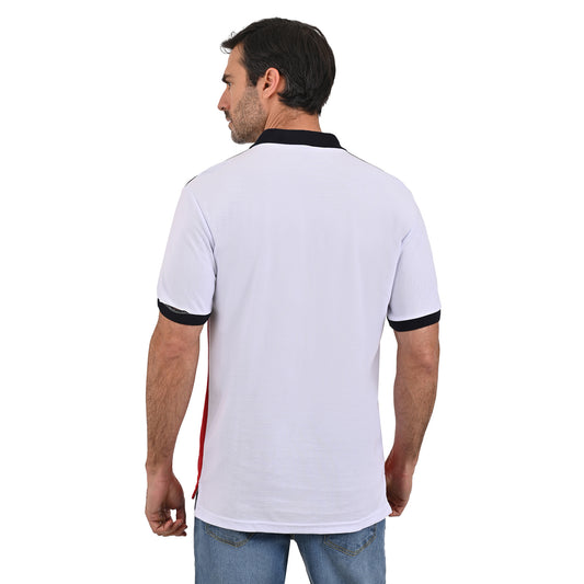 PLAYERA PIQUÉ POLO MODELAJE BLANCO, ROJO Y AZUL MARINO CABALLO HPC POLO