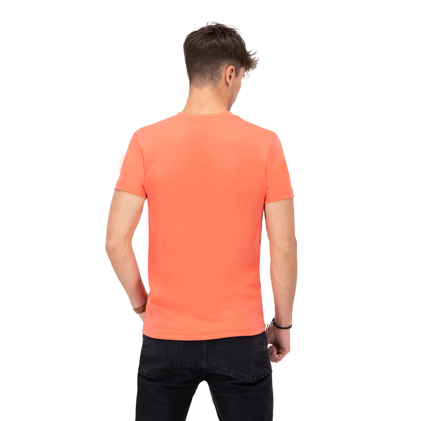 PLAYERA DE INTERLOCK CUELLO V CORAL LISO HPC POLO