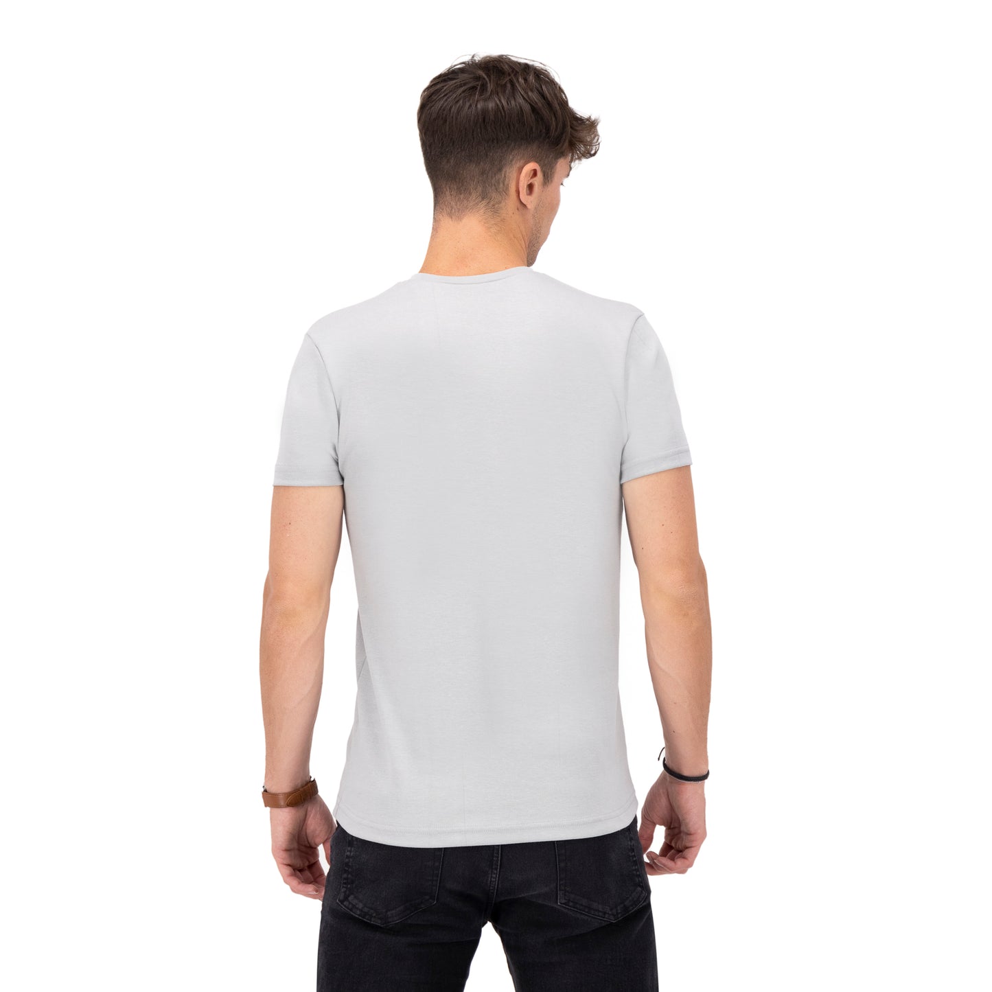 PLAYERA DE INTERLOCK CUELLO V GRIS LISO HPC POLO
