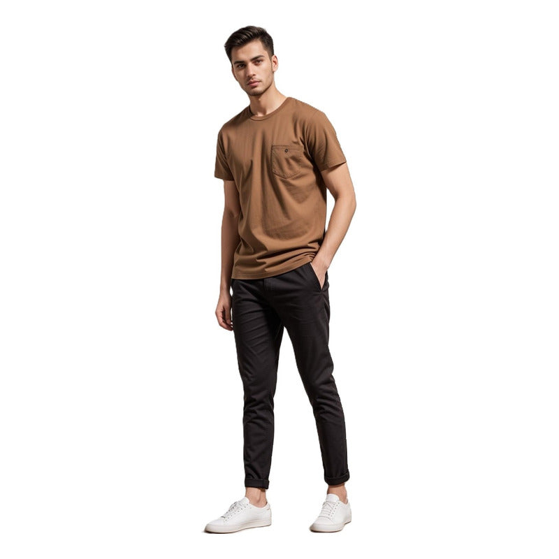Pantalón Gabardina Negro Hpc Polo Hombre