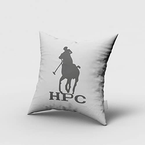 HPC POLO Cojín Decorativo Modelo Polo, para Recamara y Sala, Diseño Exclusivo, Suave y cómodo, Cuadros Gris