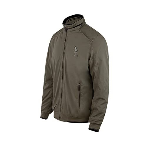 HPC POLO Chamarras de Moda para Hombre con Bolsas Laterales y Cierre, Juvenil y Casual. (Mediano, Olivo)