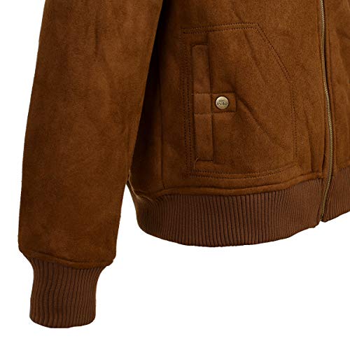 Chamarra para Hombre, Caliente con Peluche en Cuello, Bolsas Laterales y en Pecho. (Bronce, Grande)
