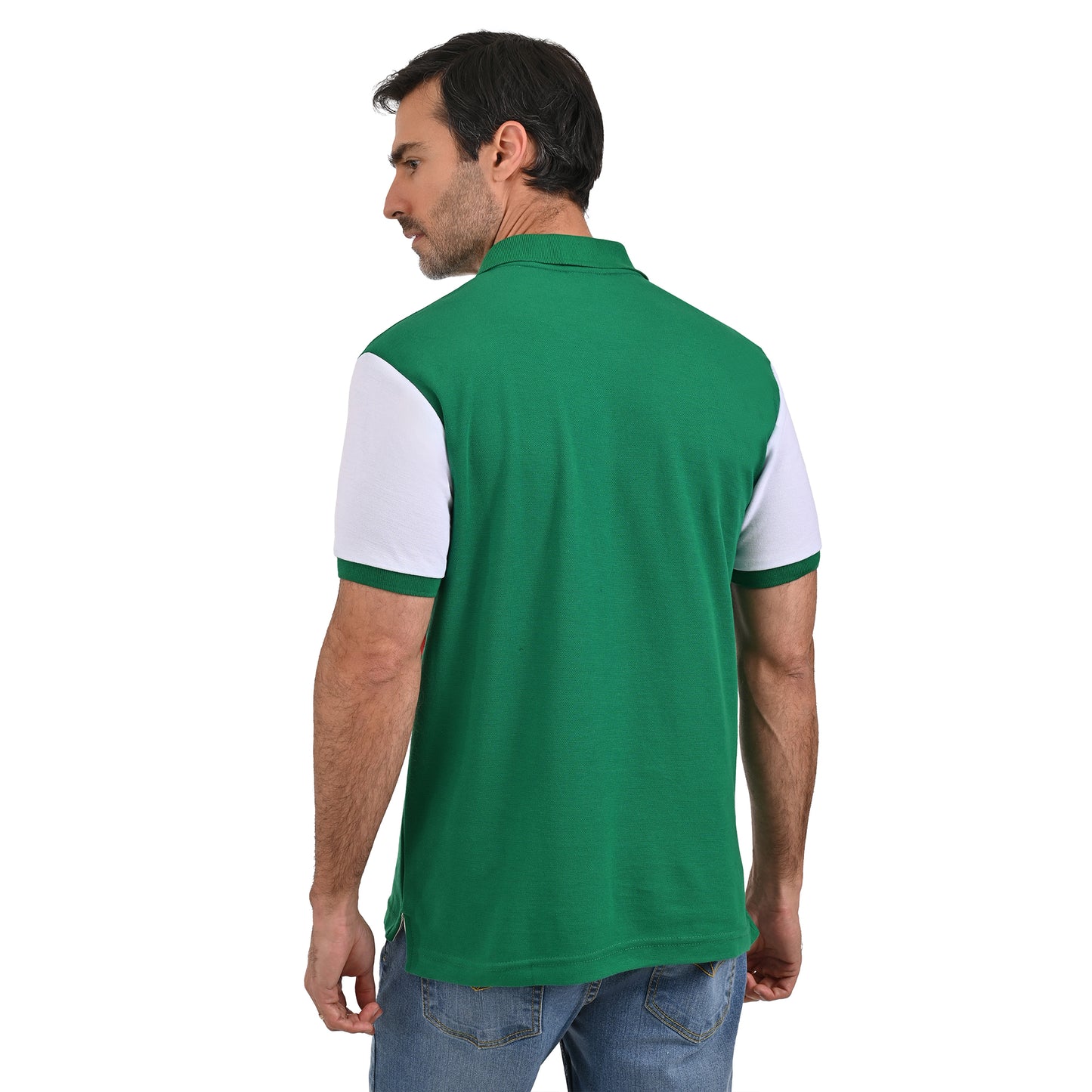 PLAYERA PIQUÉ POLO MODELAJE VERDE, BLANCO Y ROJO HPC POLO