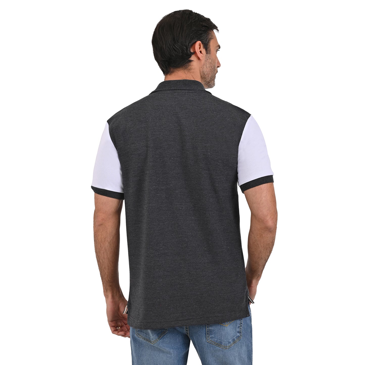 PLAYERA PIQUÉ POLO MODELAJE GRIS, BLANCO, ROJO CABALLO HPC POLO