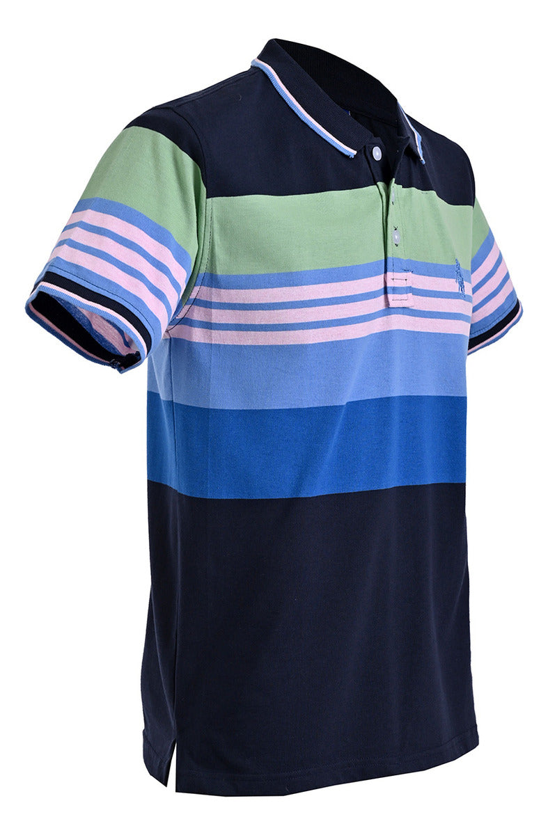 PLAYERA CHIFÓN POLO MODELAJE RAYAS AZUL GRIS, VERDE ROSA HPC POLO