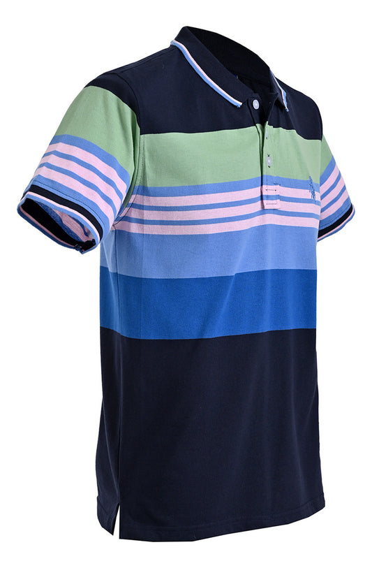 PLAYERA CHIFÓN POLO MODELAJE RAYAS AZUL GRIS, VERDE ROSA HPC POLO