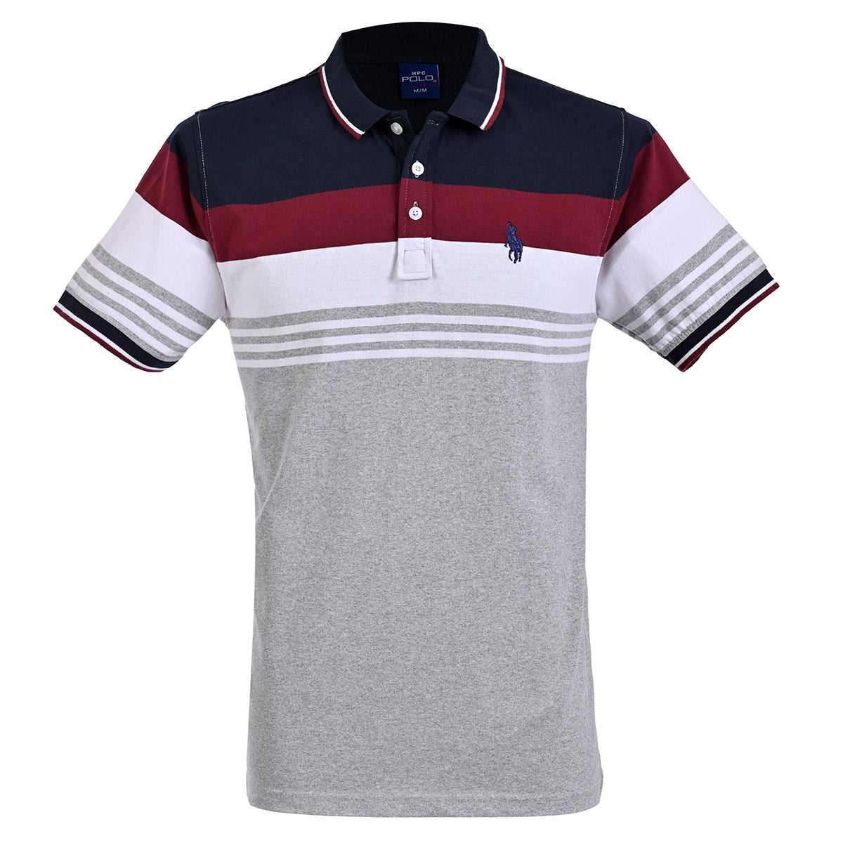 PLAYERA CHIFÓN POLO MODELAJE RAYAS NEGRO, GRIS, BLANCO, VINO HPC POLO