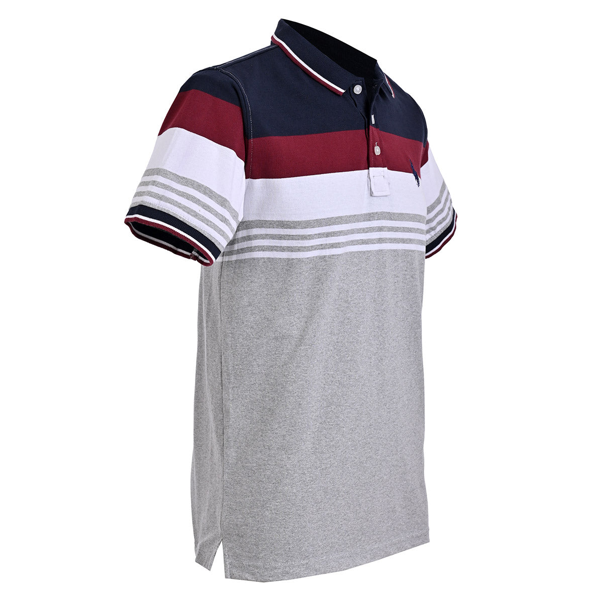 PLAYERA CHIFÓN POLO MODELAJE RAYAS NEGRO, GRIS, BLANCO, VINO HPC POLO