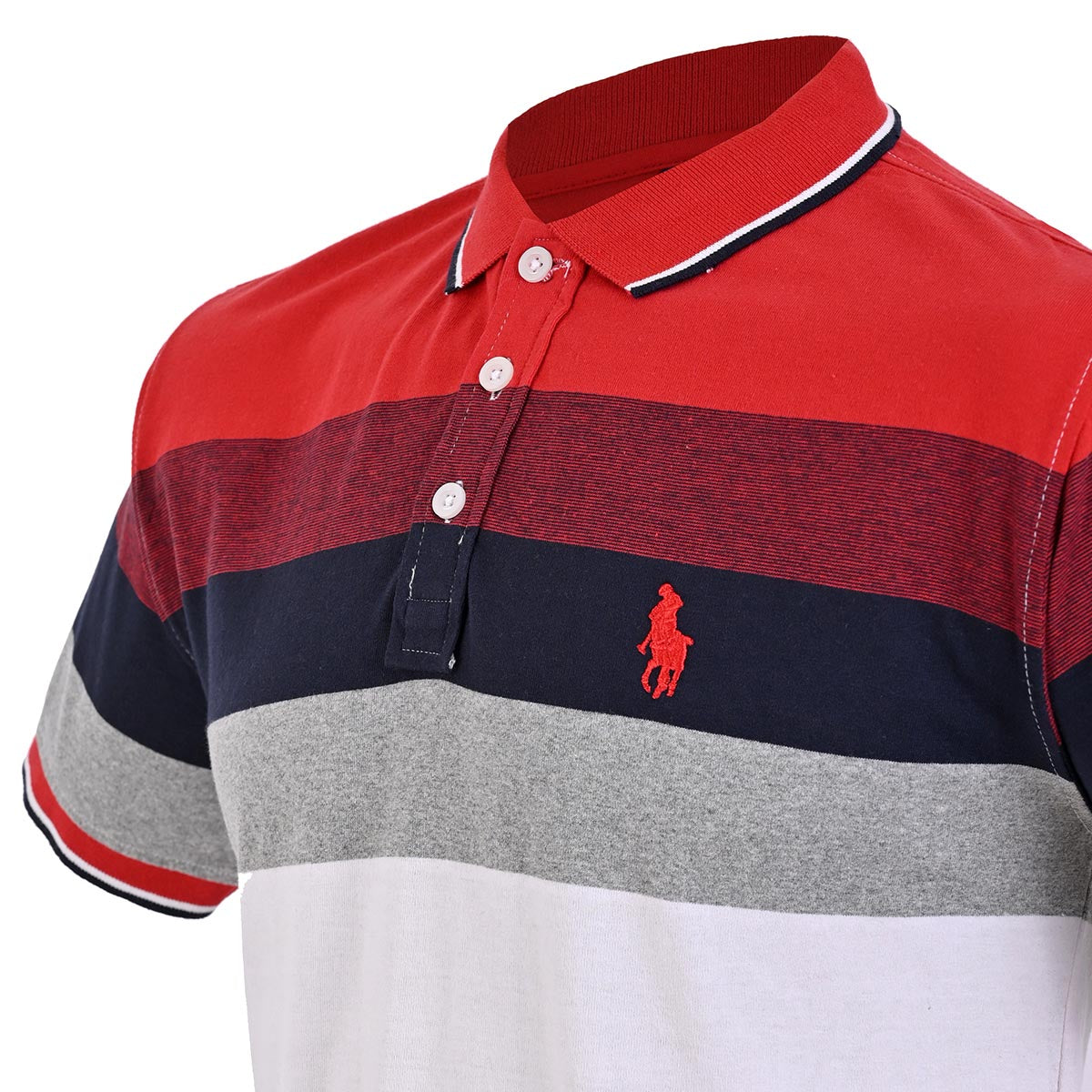 PLAYERA CHIFÓN POLO MODELAJE RAYAS GRIS, BLANCO, MARINO, ROJO HPC POLO