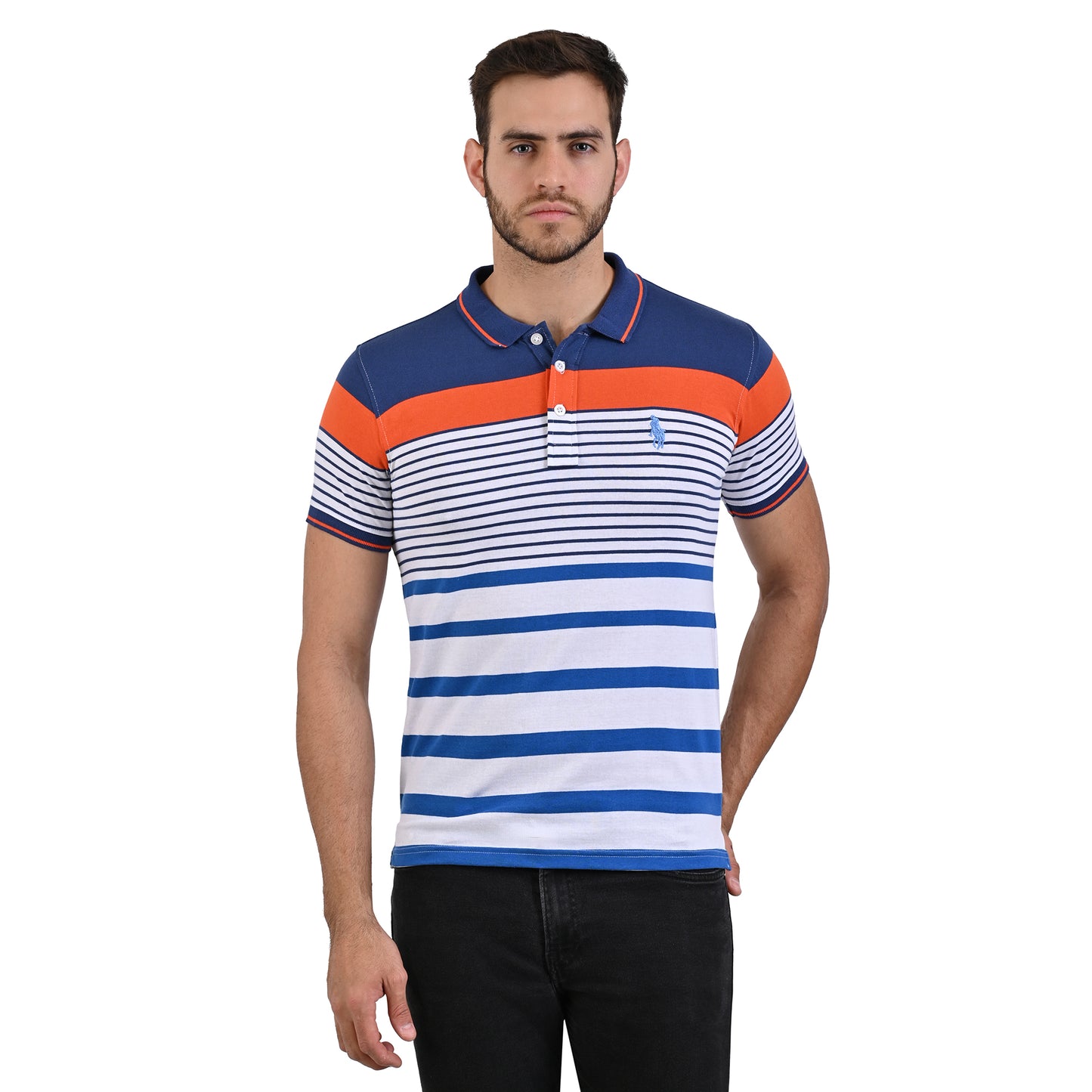 PLAYERA CHIFÓN POLO MODELAJE RAYAS AZUL, GRIS, BLANCO, NARANJA HPC POLO
