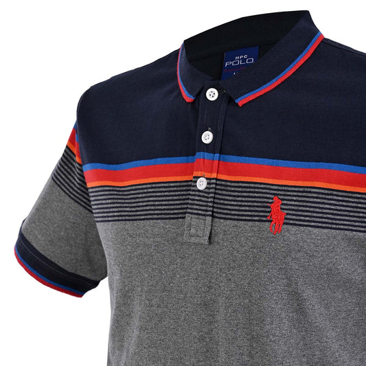 PLAYERA CHIFÓN POLO MODELAJE RAYAS GRIS, ROJO HPC POLO