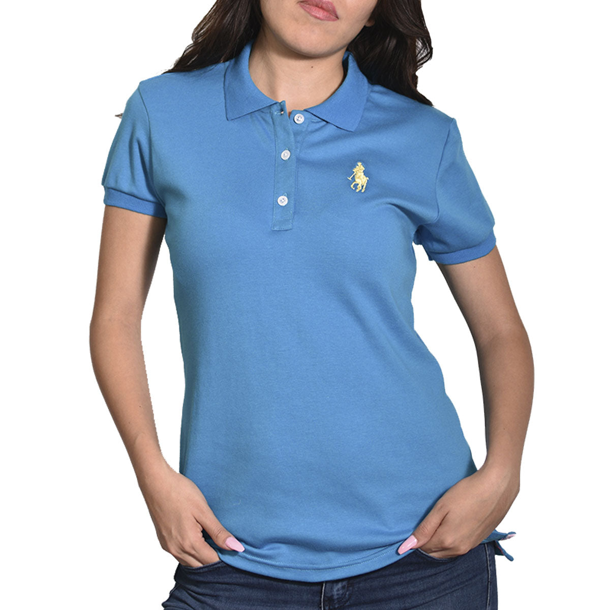 Playera Polo Interlock Plumbago Lisa Mujer 3034-ID