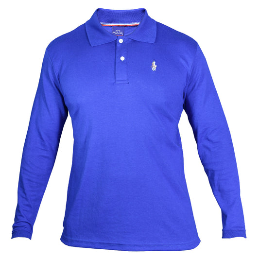 Playera Polo Piqué Azul Rey Lisa Hombre M/L 3034-L