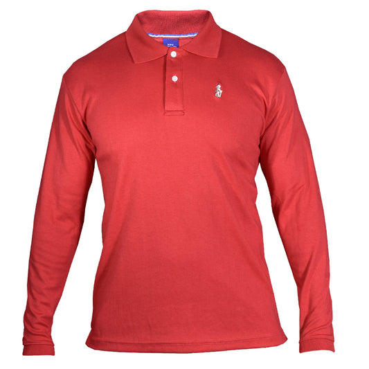 Playera Polo Piqué Rojo Lisa Hombre M/L 3034-L