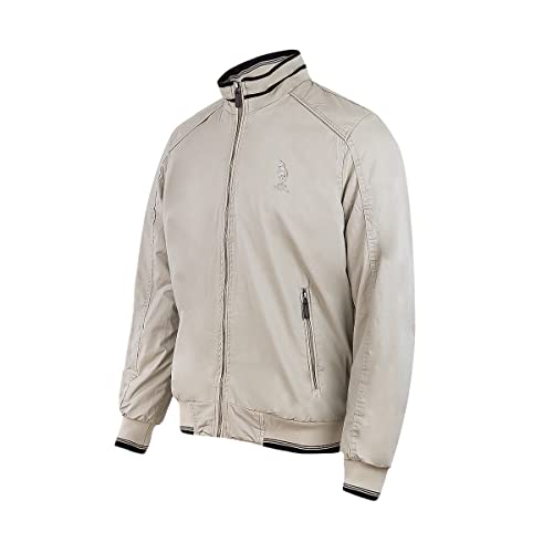 HPC POLO Chamarras de Moda para Hombre con Bolsas Laterales y Cierre, Juvenil y Casual. (Grande, Beige)
