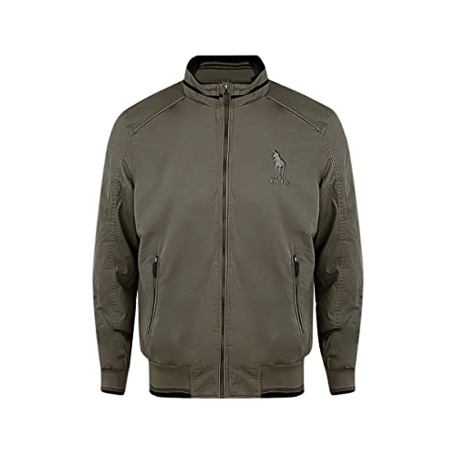 HPC POLO Chamarras de Moda para Hombre con Bolsas Laterales y Cierre, Juvenil y Casual. (Mediano, Olivo)