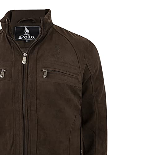 HPC POLO Chamarras de Moda para Hombre con Bolsas Laterales y Forro Interior Capitonado, Juvenil y Casual. (Chocolate EG)