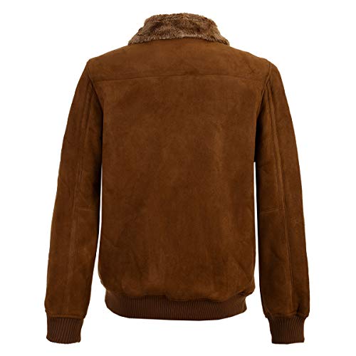 Chamarra para Hombre, Caliente con Peluche en Cuello, Bolsas Laterales y en Pecho. (Bronce, Grande)