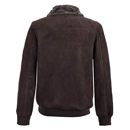 Chamarra para Hombre, Caliente con Peluche en Cuello, Bolsas Laterales y en Pecho. (Chocolate, Mediana)