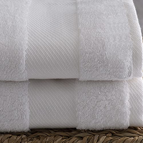 HPC POLO Toalla Color Blanco Diferentes tamaños (Facial, Medio Baño, Kit de Toalla) (Toalla Medio baño)