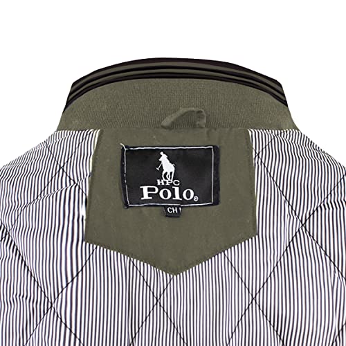 HPC POLO Chamarras de Moda para Hombre con Bolsas Laterales y Cierre, Juvenil y Casual. (Mediano, Olivo)